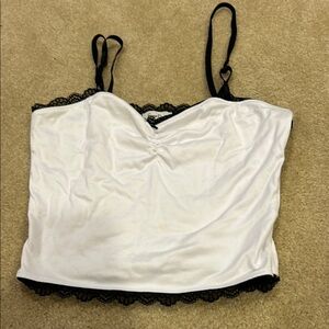 Faded Rose White & Black Lace Crop Top
